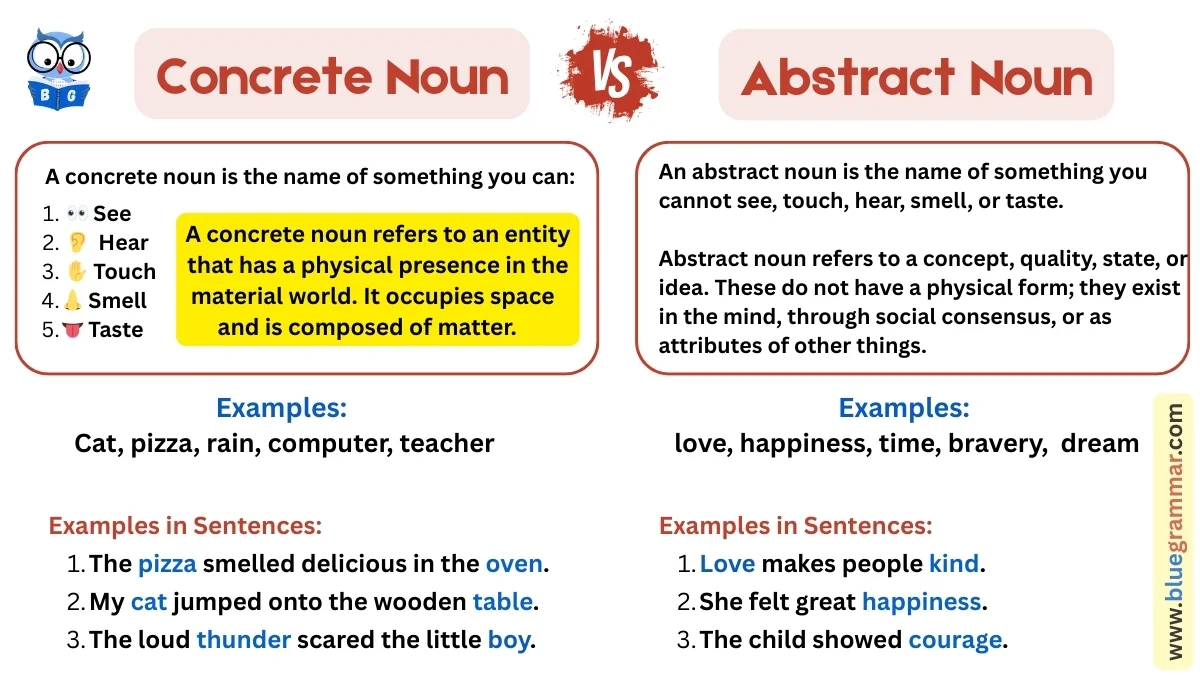 Concrete Noun vs Abstract Noun