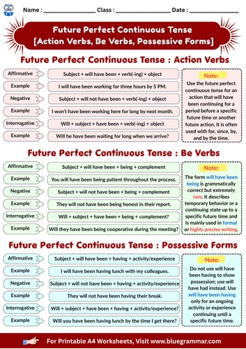 Future Perfect Continuous Tense Worksheet Preview