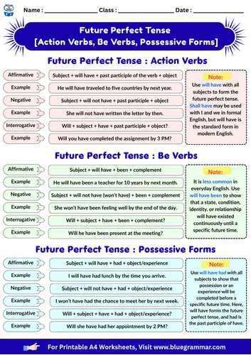 Future Perfect Tense Worksheet Preview