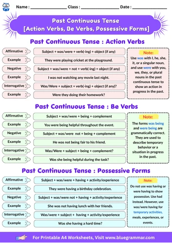 Past Continuous Tense Worksheet Preview