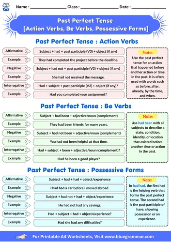 Past Perfect Tense Worksheet Preview