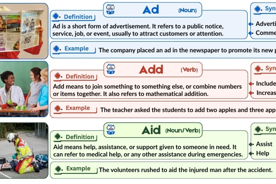 Ad vs. Add vs. Aid | Word Comparison with Examples