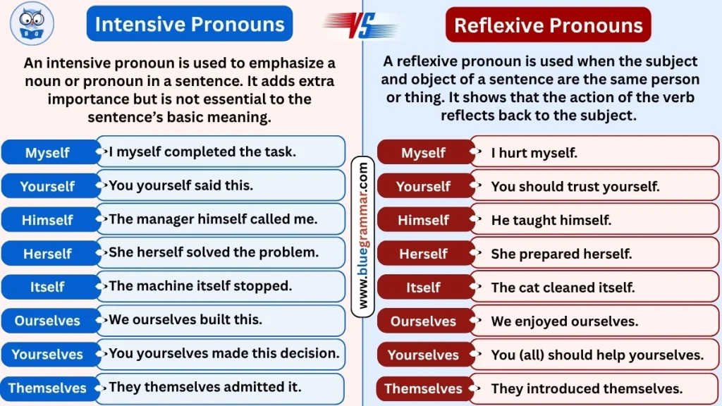 Intensive Pronoun vs Reflexive Pronoun