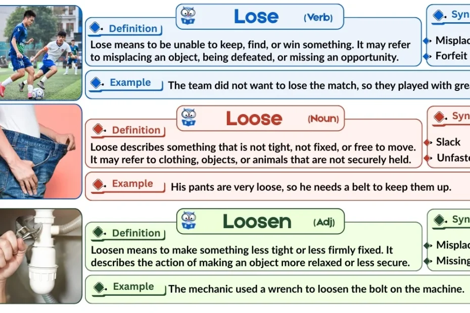 Lose vs Loose vs Loosen | Word Comparison with Examples