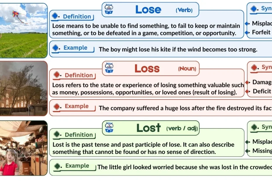 Lose vs Loss vs Lost | Word Comparison with Examples