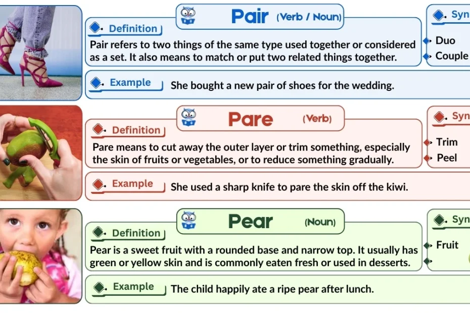 Pair vs. Pare vs. Pear | Word Comparison with Examples
