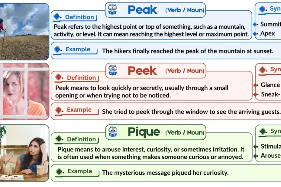 Peak vs. Peek vs. Pique | Word Comparison with Examples