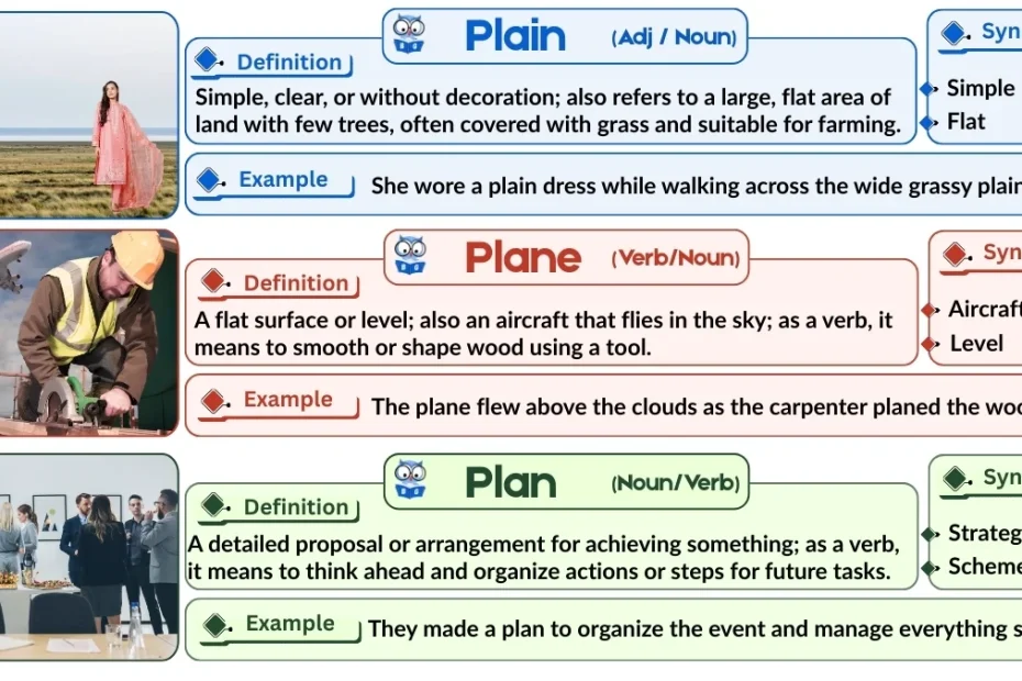 Plain vs. Plane vs. Plan | Word Comparison with Examples