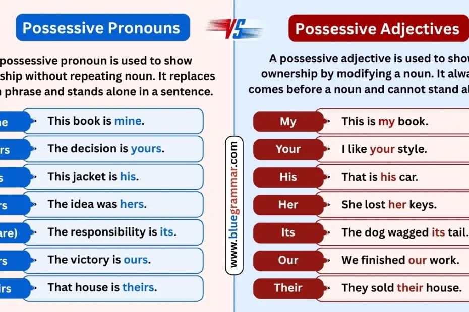 Possessive Pronouns vs Possessive Adjectives (With Clear Examples)