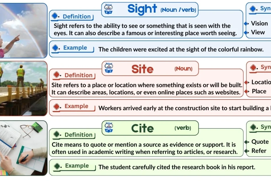 Sight vs. Site vs. Cite | Word Comparison with Examples