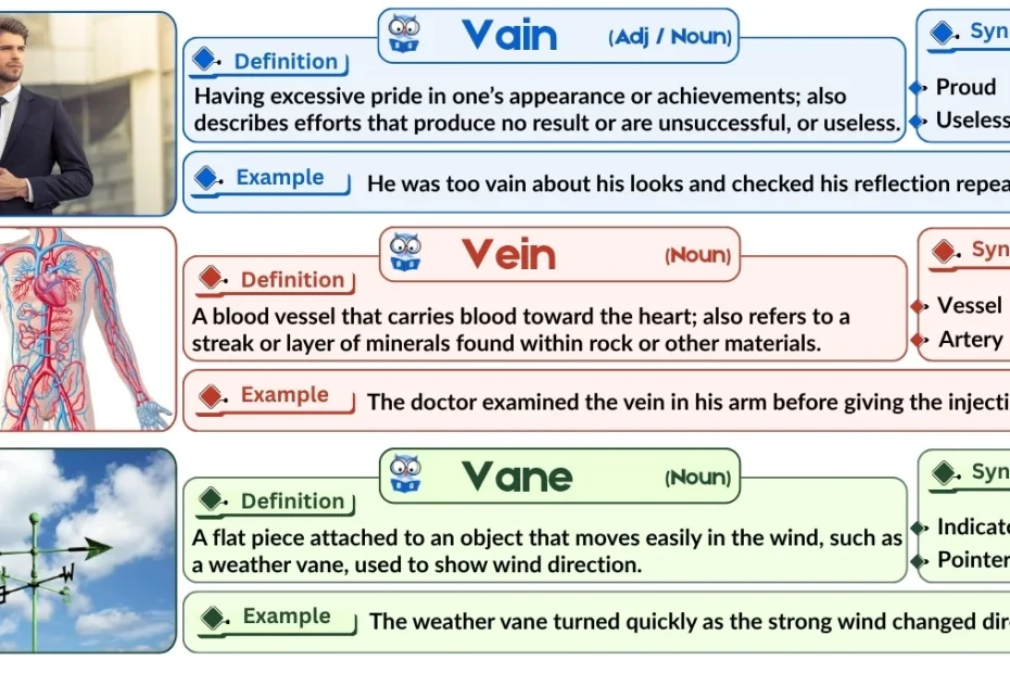Vain vs. Vein vs. Vane | Word Comparison