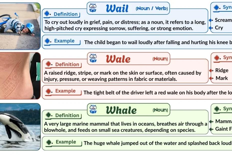 Wail vs. Wale vs. Whale | Word Comparison with Examples