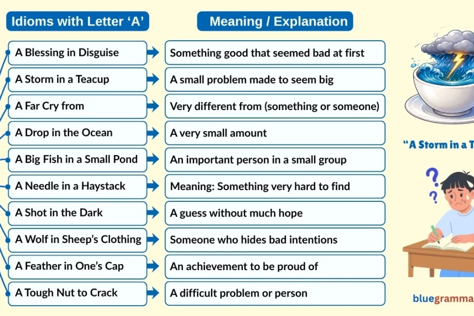 Idioms Starting with Letter A (Meanings and Examples) A Storm in a Teacup