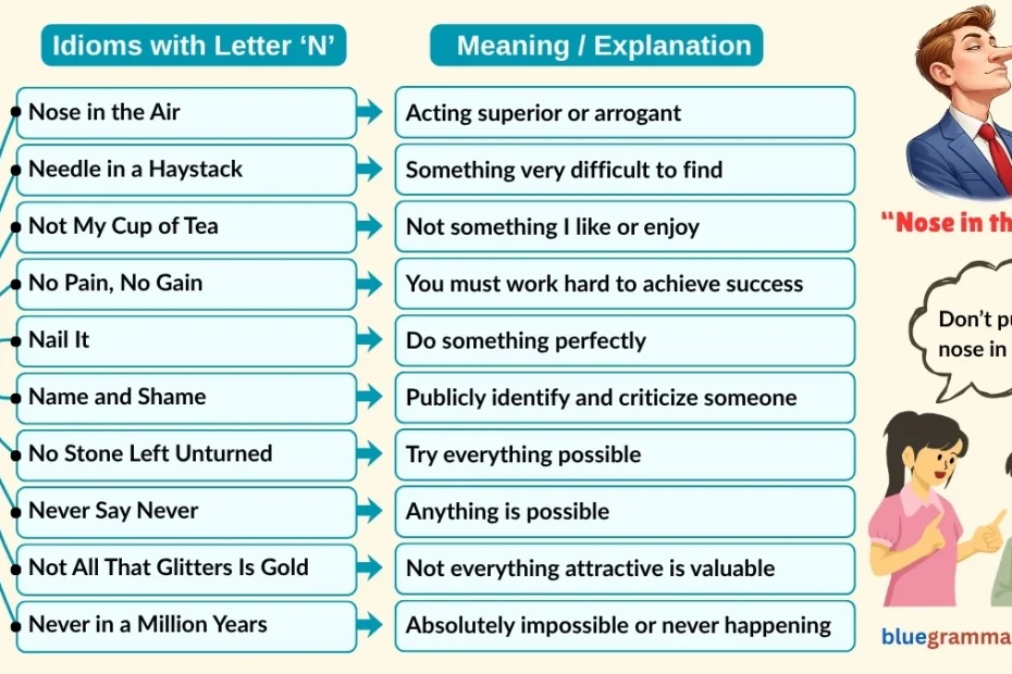 Idioms Starting with Letter N (Meanings and Examples) | Nose in the Air