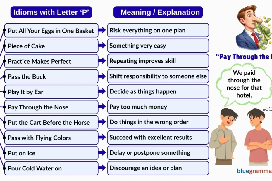 Idioms Starting with Letter P (Meanings and Examples) | Pay Through the Nose