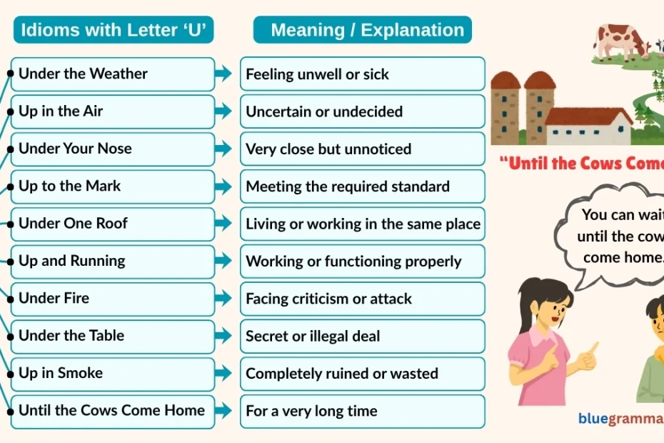 Idioms Starting with Letter U (Meanings and Examples) | Until the Cows Come Home