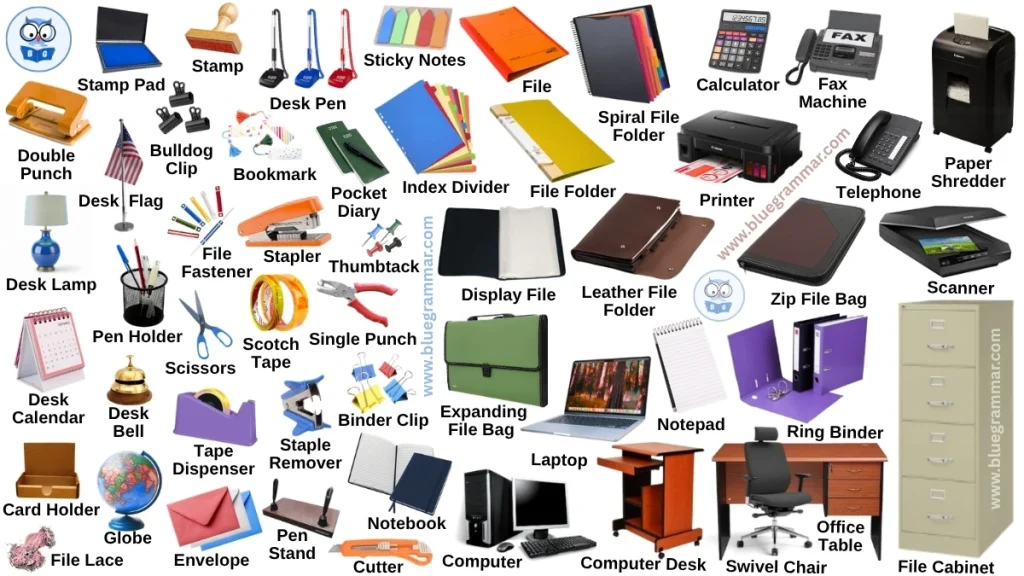 Office Supplies (Workplace Equipment) Names in English